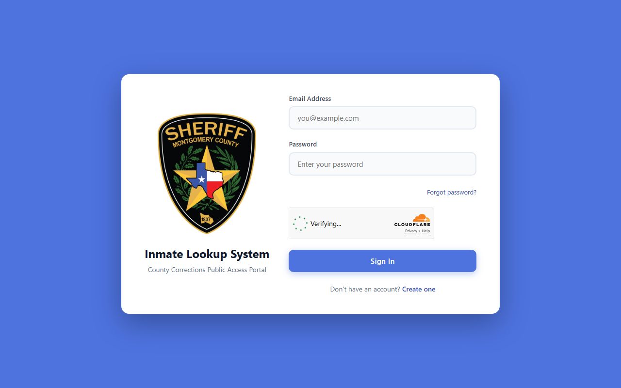 Montgomery County inmate lookup login for jail roster access