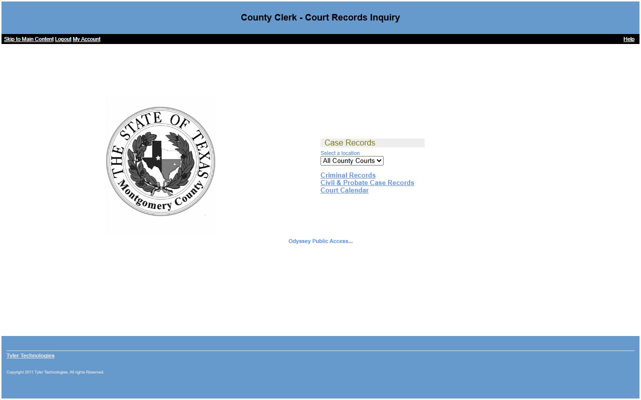 Montgomery County Odyssey court records after jail arrest search